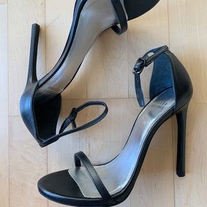 Stuart Weitzman Nudist Stiletto Heels - Black Leather - 8.5